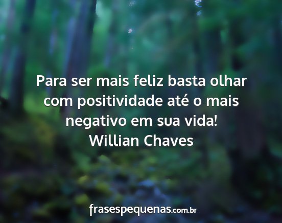 Willian Chaves - Para ser mais feliz basta olhar com positividade...