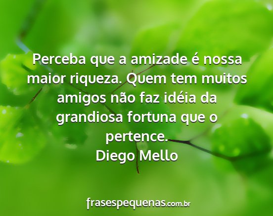 Diego Mello - Perceba que a amizade é nossa maior riqueza....