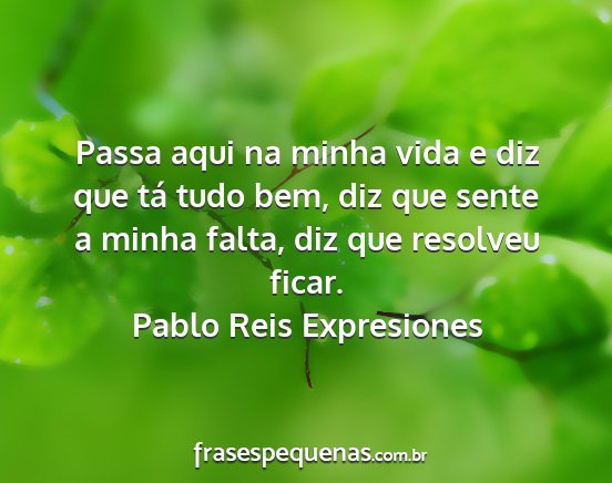 Pablo Reis Expresiones - Passa aqui na minha vida e diz que tá tudo bem,...