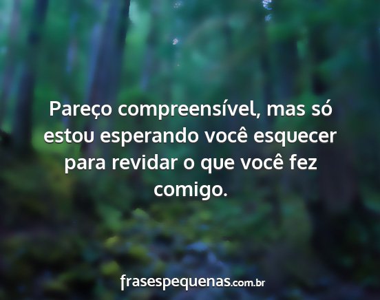 Pareço compreensível, mas só estou esperando...
