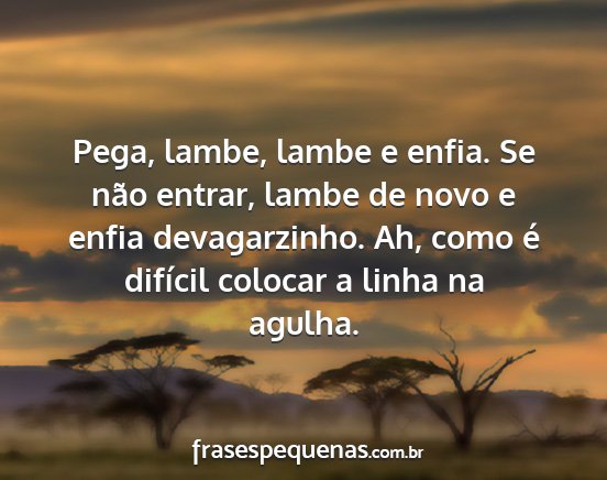 Pega, lambe, lambe e enfia. Se não entrar, lambe...