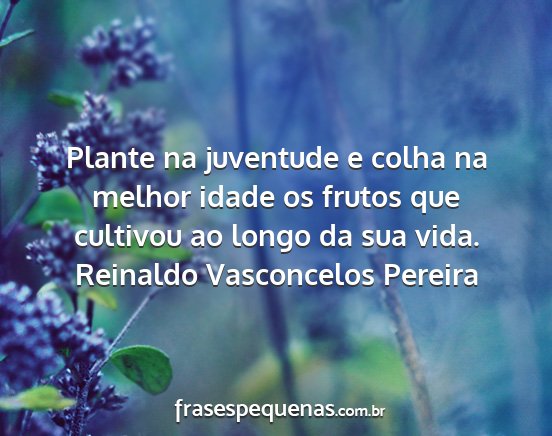 Reinaldo Vasconcelos Pereira - Plante na juventude e colha na melhor idade os...