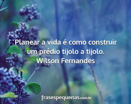Wilson Fernandes - Planear a vida é como construir um prédio...