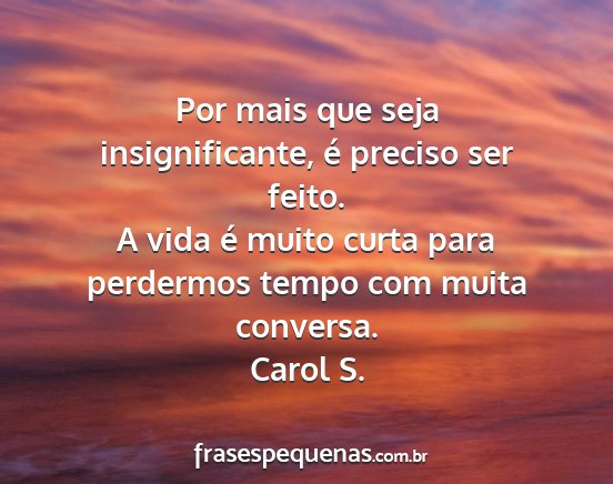 Carol S. - Por mais que seja insignificante, é preciso ser...