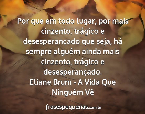 Eliane Brum - A Vida Que Ninguém Vê - Por que em todo lugar, por mais cinzento,...