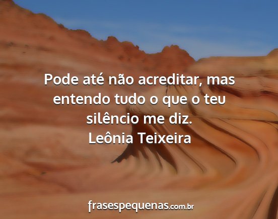 Leônia Teixeira - Pode até não acreditar, mas entendo tudo o que...