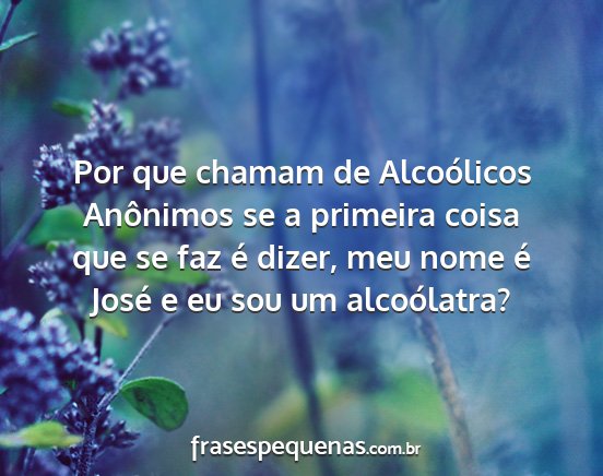 Por que chamam de Alcoólicos Anônimos se a...