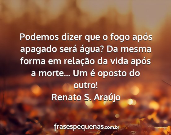 Renato S. Araújo - Podemos dizer que o fogo após apagado será...