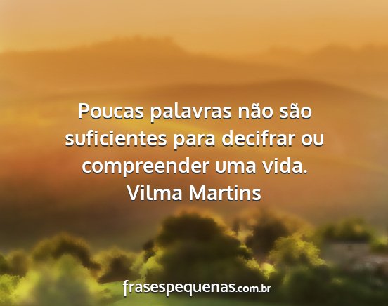 Vilma Martins - Poucas palavras não são suficientes para...