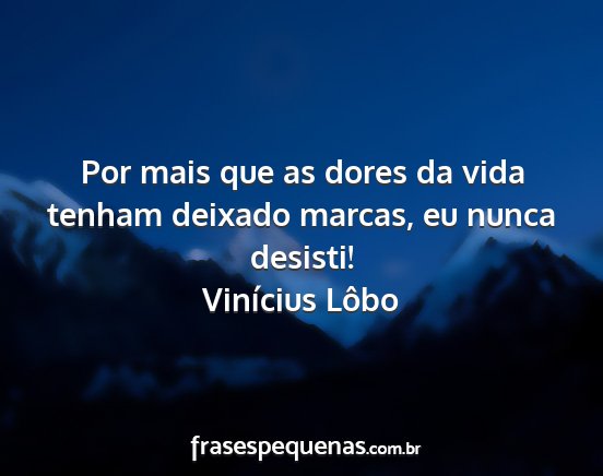 Vinícius Lôbo - Por mais que as dores da vida tenham deixado...