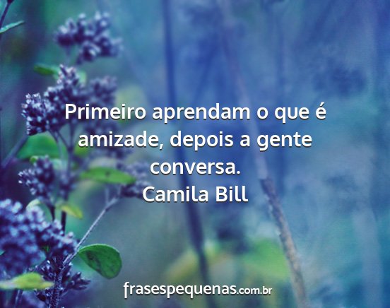 Camila Bill - Primeiro aprendam o que é amizade, depois a...