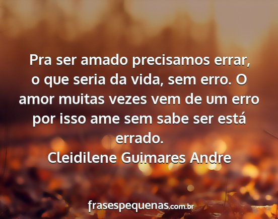 Cleidilene Guimares Andre - Pra ser amado precisamos errar, o que seria da...