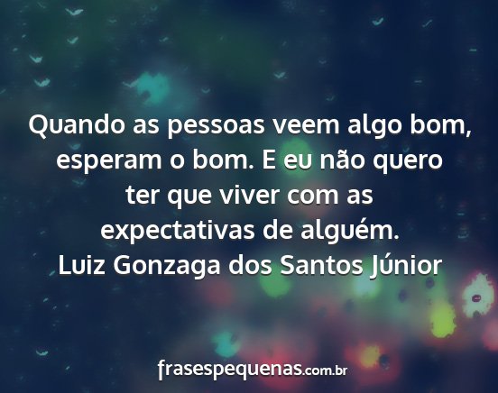 Luiz Gonzaga dos Santos Júnior - Quando as pessoas veem algo bom, esperam o bom. E...