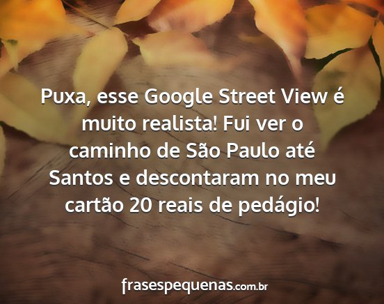 Puxa, esse Google Street View é muito realista!...