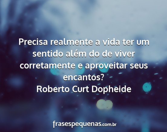 Roberto Curt Dopheide - Precisa realmente a vida ter um sentido além do...