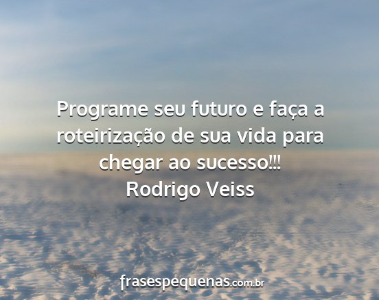 Rodrigo Veiss - Programe seu futuro e faça a roteirização de...
