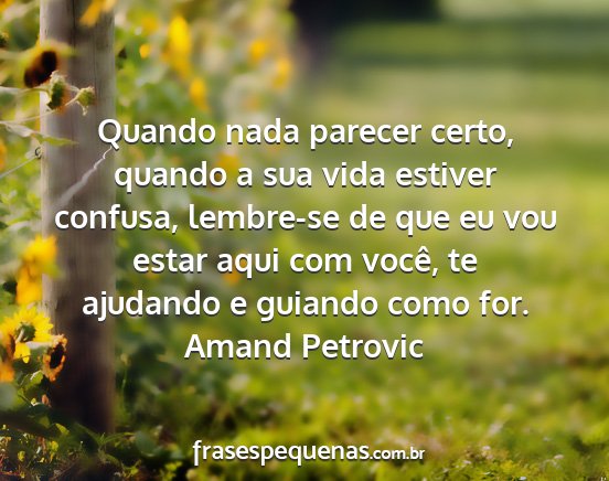 Amand Petrovic - Quando nada parecer certo, quando a sua vida...