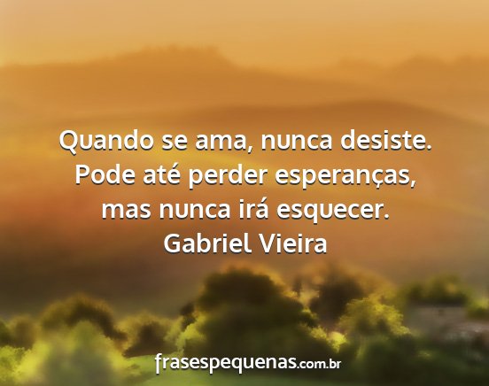 Gabriel Vieira - Quando se ama, nunca desiste. Pode até perder...
