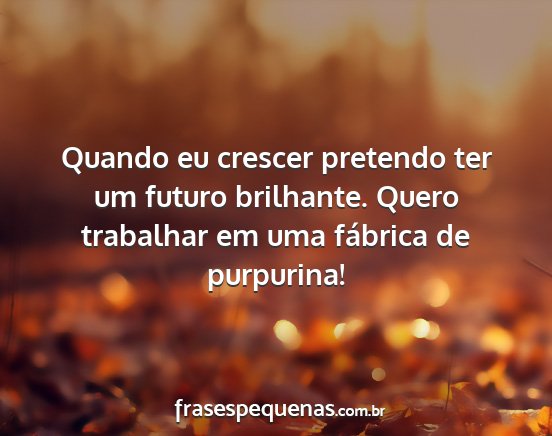 Quando eu crescer pretendo ter um futuro...