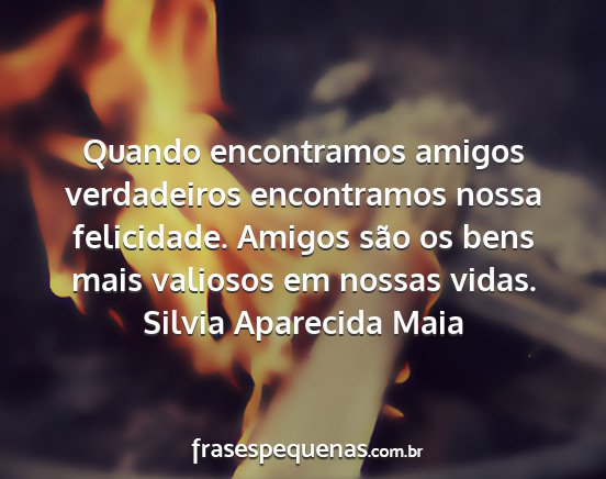Silvia Aparecida Maia - Quando encontramos amigos verdadeiros encontramos...