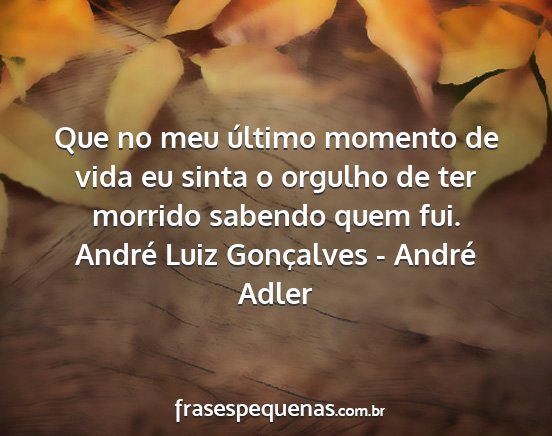André Luiz Gonçalves - André Adler - Que no meu último momento de vida eu sinta o...