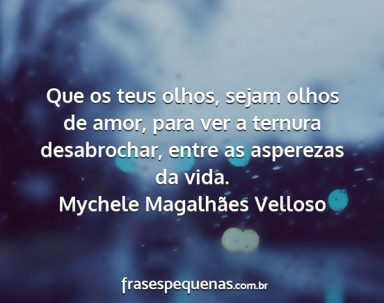 Mychele Magalhães Velloso - Que os teus olhos, sejam olhos de amor, para ver...