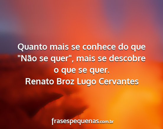 Renato Broz Lugo Cervantes - Quanto mais se conhece do que Não se quer,...