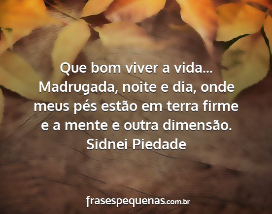 Sidnei Piedade - Que bom viver a vida... Madrugada, noite e dia,...