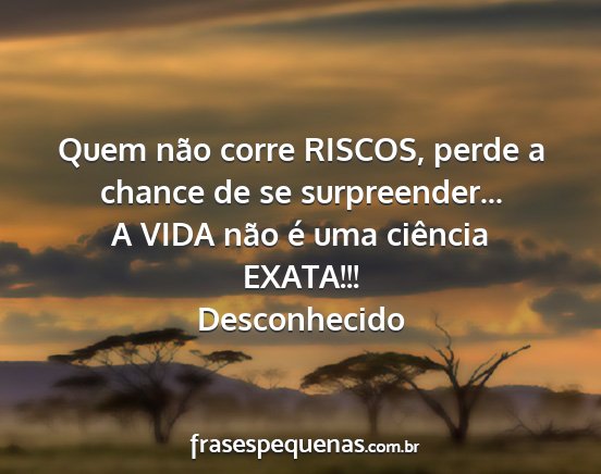 Desconhecido - Quem não corre RISCOS, perde a chance de se...