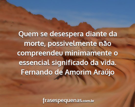 Fernando de Amorim Araújo - Quem se desespera diante da morte, possivelmente...