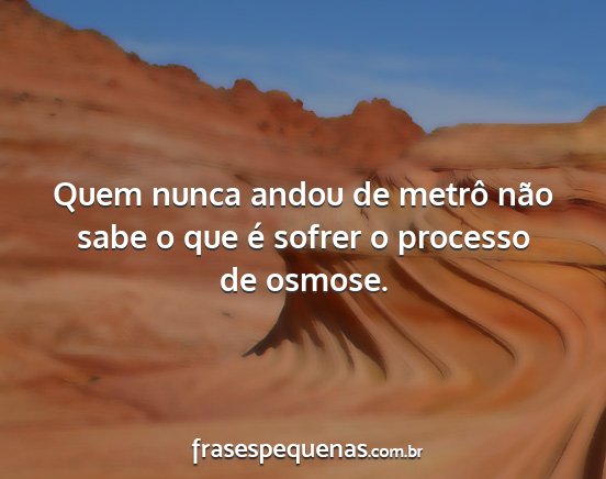 Quem nunca andou de metrô não sabe o que é...