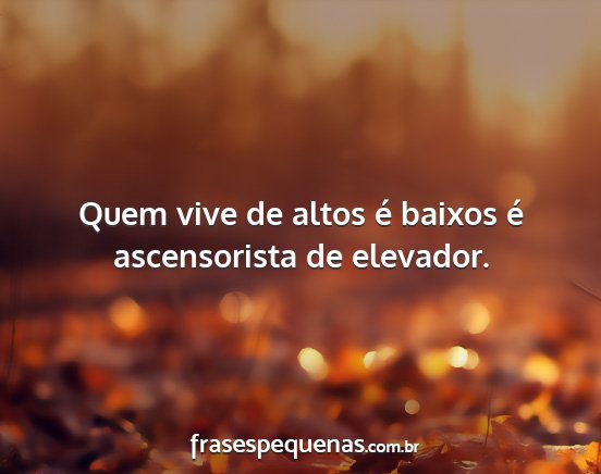 Quem vive de altos é baixos é ascensorista de...