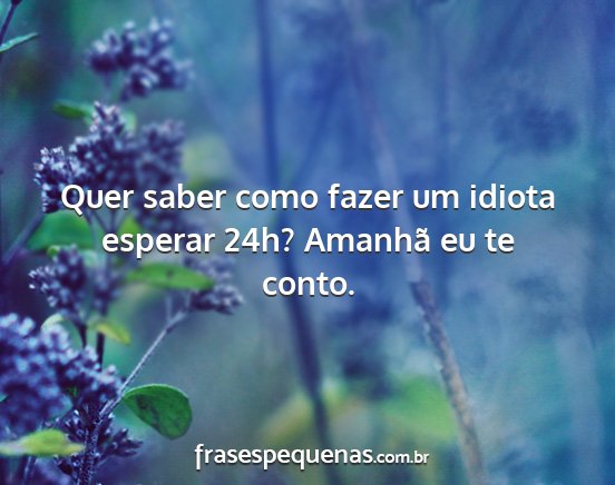 Quer saber como fazer um idiota esperar 24h?...