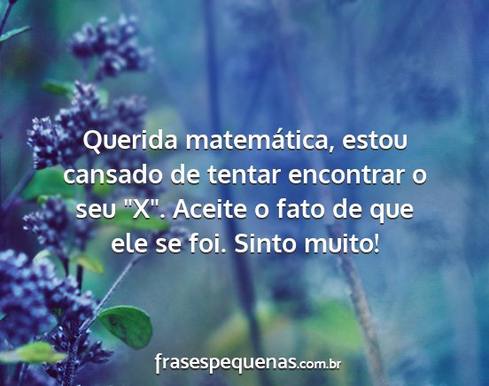 Querida matemática, estou cansado de tentar...