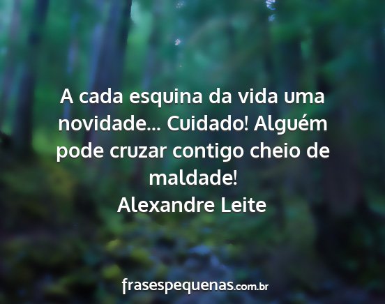 Alexandre Leite - A cada esquina da vida uma novidade... Cuidado!...