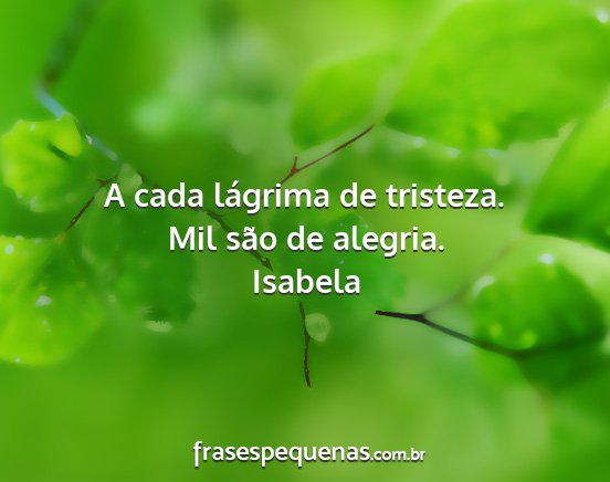 Isabela - A cada lágrima de tristeza. Mil são de alegria....