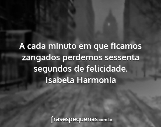 Isabela Harmonia - A cada minuto em que ficamos zangados perdemos...