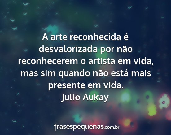 Julio Aukay - A arte reconhecida é desvalorizada por não...