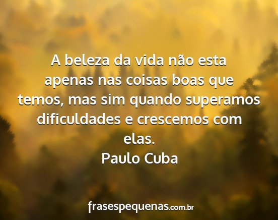 Paulo Cuba - A beleza da vida não esta apenas nas coisas boas...