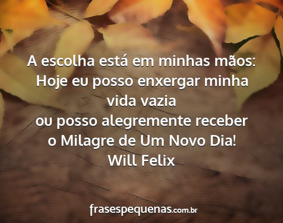 Will Felix - A escolha está em minhas mãos: Hoje eu posso...