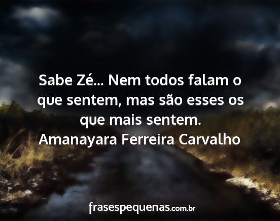 Amanayara Ferreira Carvalho - Sabe Zé... Nem todos falam o que sentem, mas...