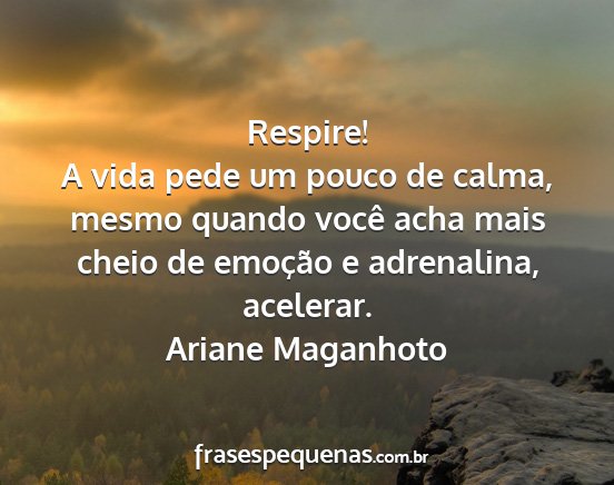 Ariane Maganhoto - Respire! A vida pede um pouco de calma, mesmo...