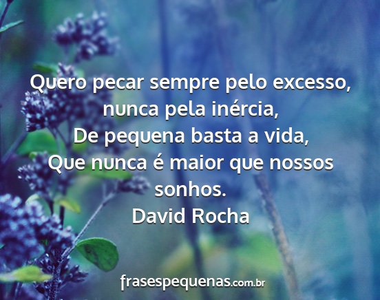 David Rocha - Quero pecar sempre pelo excesso, nunca pela...