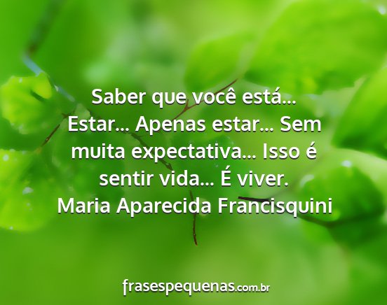 Maria Aparecida Francisquini - Saber que você está... Estar... Apenas estar......