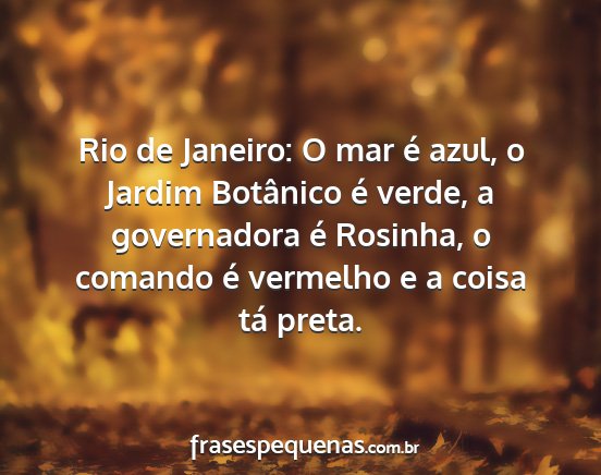 Rio de Janeiro: O mar é azul, o Jardim Botânico...