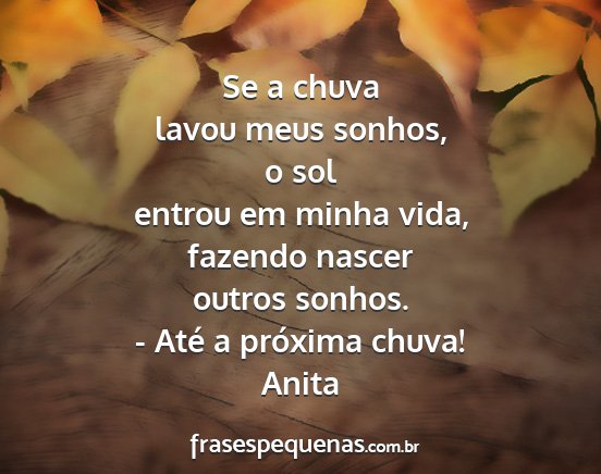 Anita - Se a chuva lavou meus sonhos, o sol entrou em...