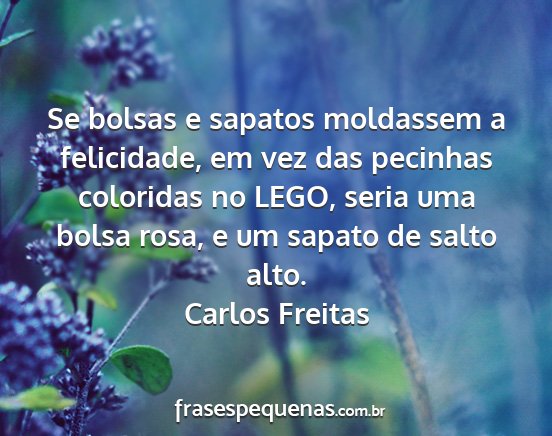 Carlos Freitas - Se bolsas e sapatos moldassem a felicidade, em...