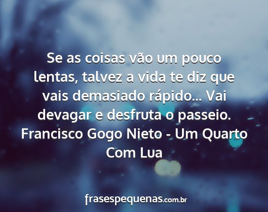 Francisco Gogo Nieto - Um Quarto Com Lua - Se as coisas vão um pouco lentas, talvez a vida...