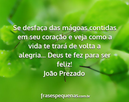 João Prezado - Se desfaça das mágoas contidas em seu coração...