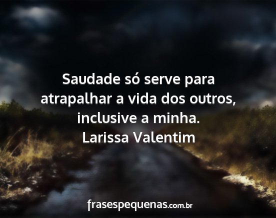 Larissa Valentim - Saudade só serve para atrapalhar a vida dos...